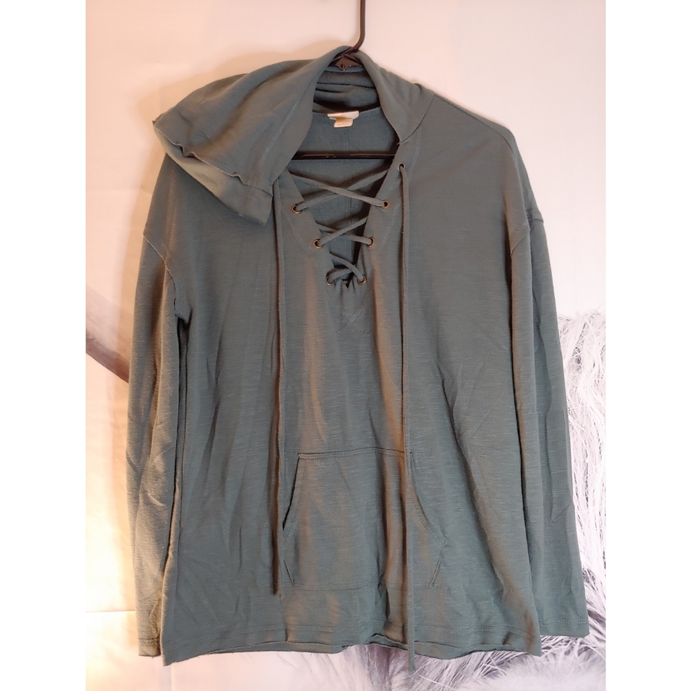 Mossimo supply co deep v lace up lightweight hooded hoody